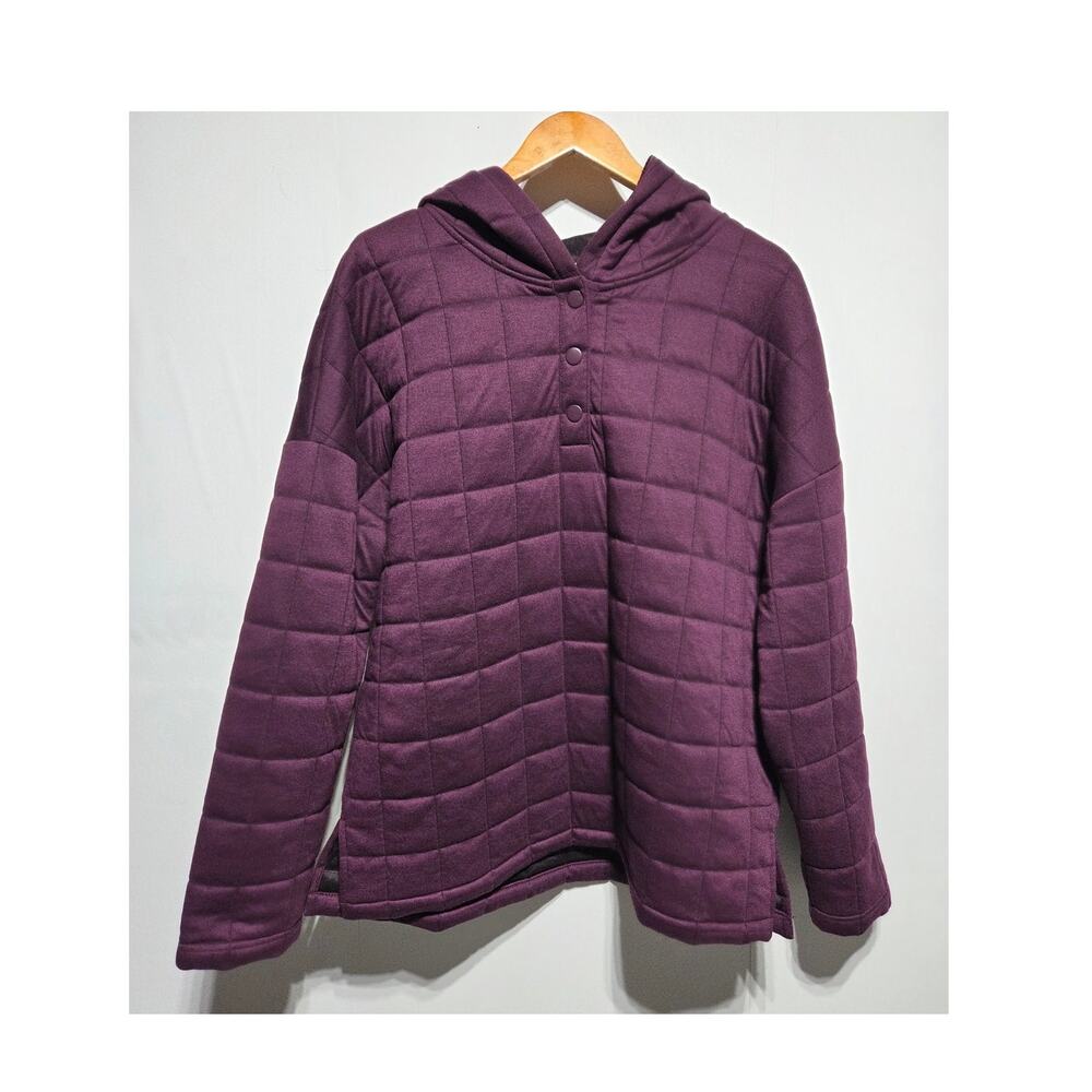 Gap Fit Quilted Quarter Snap Hooded Pullover Woman's Purple Size Large Tall